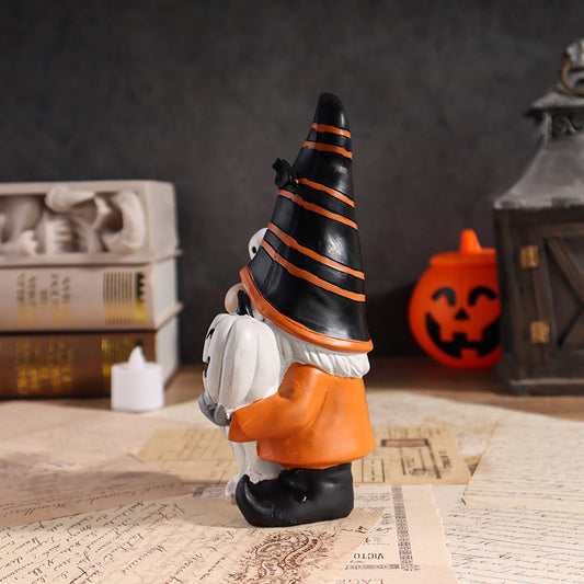 Halloween Pumpkin Gnome Resin Decor