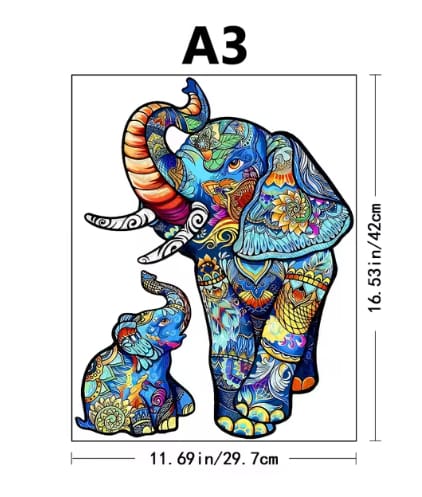 Mother & Baby Elephant Wooden Puzzle