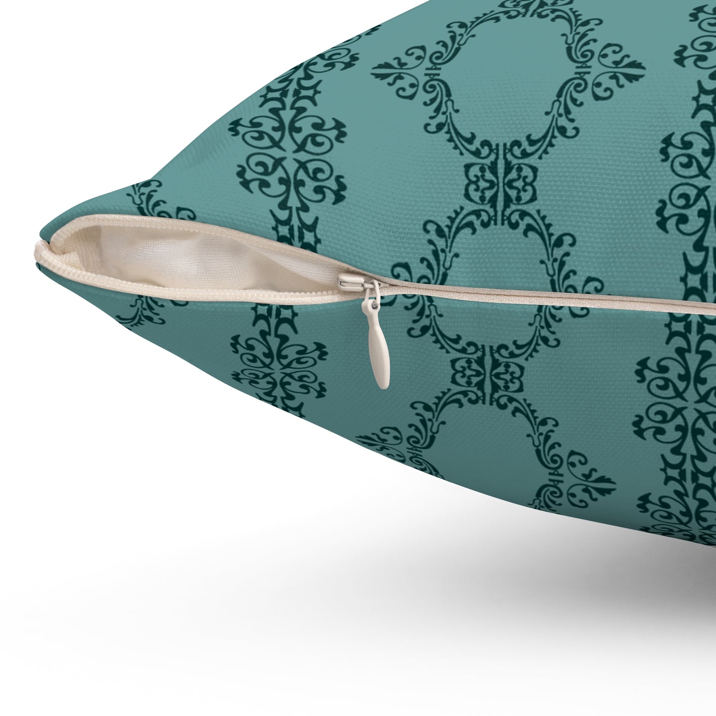 Teal Lace Pattern Throw Pillow