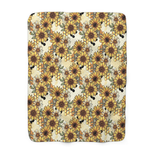 Honeycombs & Sunflowers Sherpa Fleece Blanket