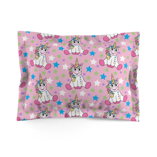 Unicorns on Pink Microfiber Pillow Sham
