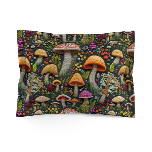 Whimsical Woodland Mushrooms Microfiber Pillow Sham