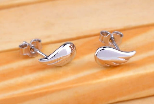 Angel Wings Silver Stud Earrings