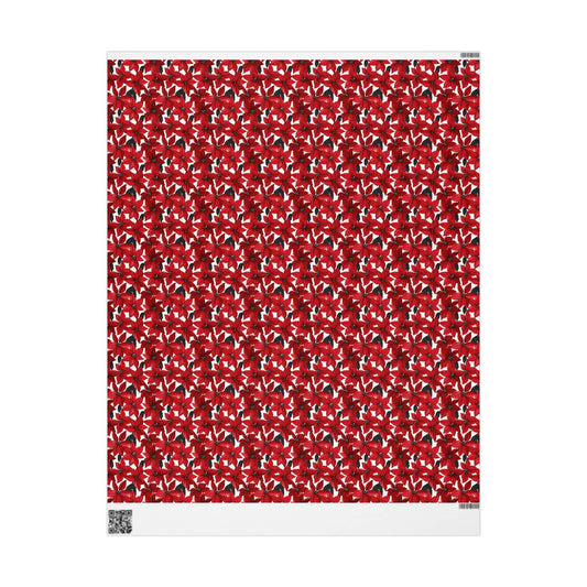 Inked Poinsettias Wrapping Paper