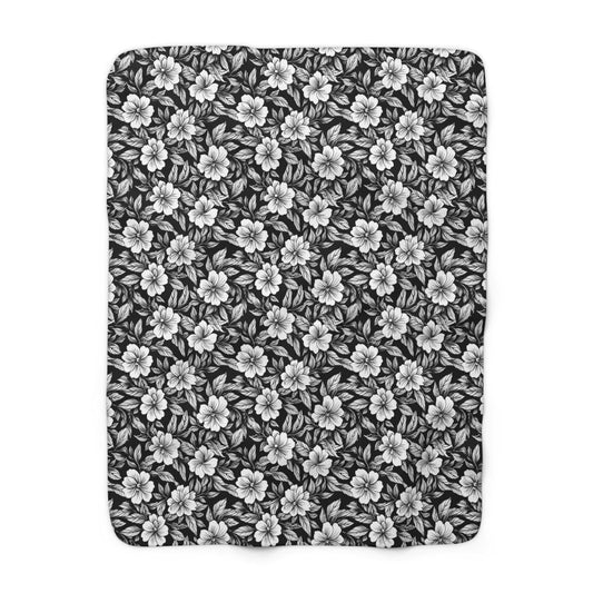 Monochrome Paradise Bloom Fleece Blanket