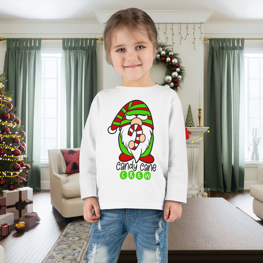 Candy Cane Crew Gnome Toddler Long Sleeve Tee
