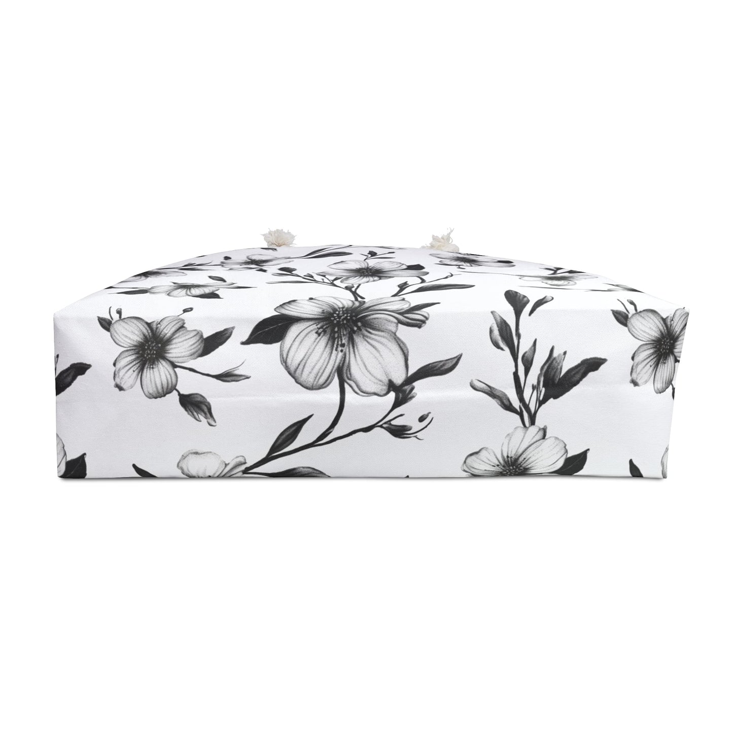 Black & White Five Petal Floral Weekender Bag