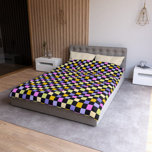 Joyful Checkerboard Microfiber Duvet Cover