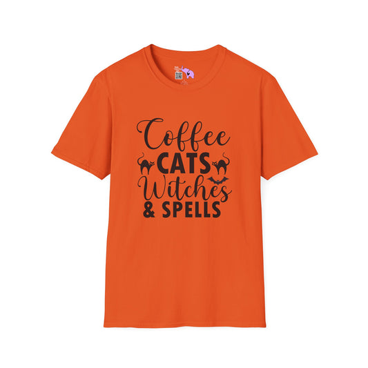 Coffee Cats Witches & Spells Adult T-shirt