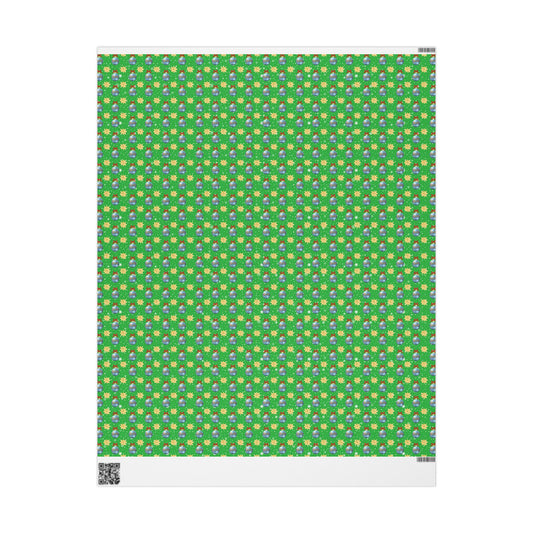 Blue Ornament Green Paper Custom Wrapping Paper (Suzie)