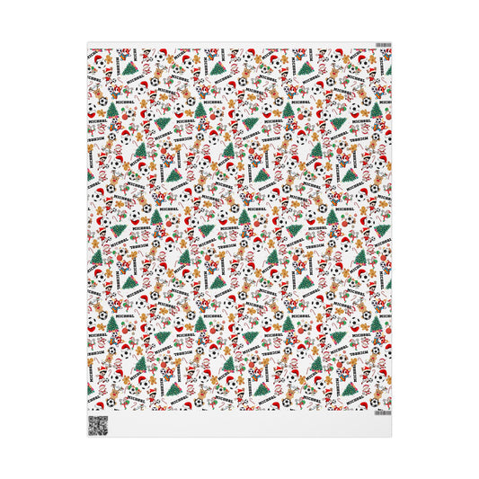 Christmas Soccer Custom Name Wrapping Paper (Micheal)