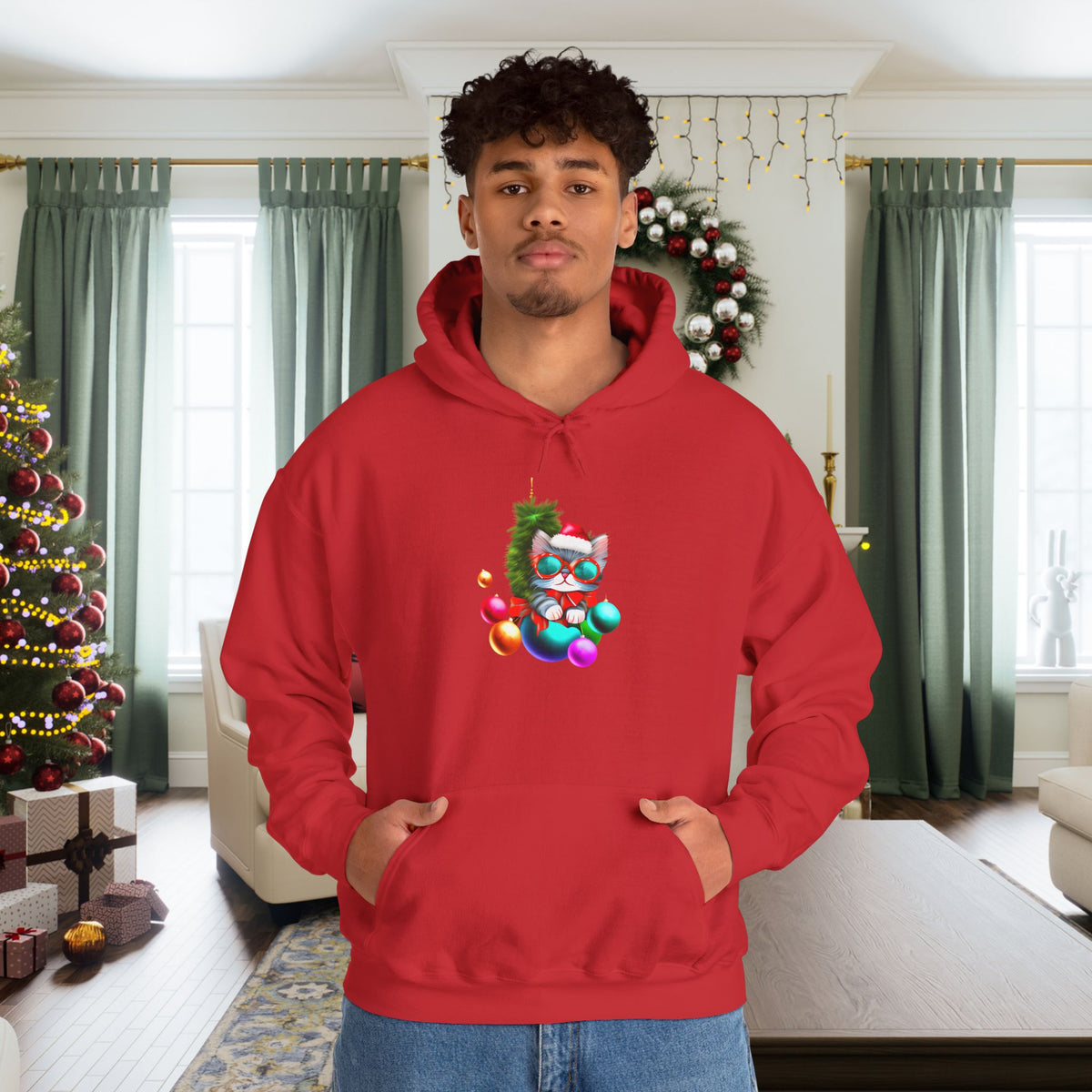 Christmas Ornaments Kitten Heavy Blend™ Hooded Sweatshirt