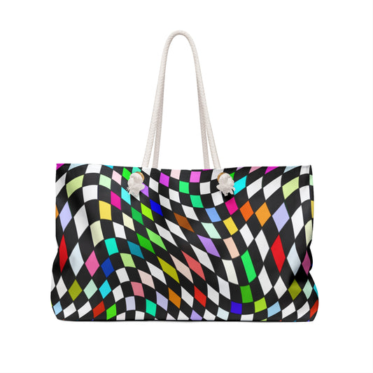 Warped Colorful Checkered Weekender Bag
