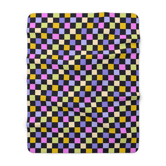 Joyful Checkerboard Fleece Blanket
