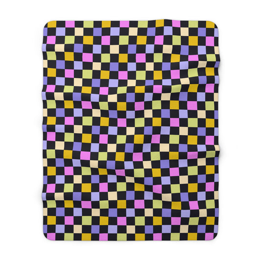 Joyful Checkerboard Fleece Blanket