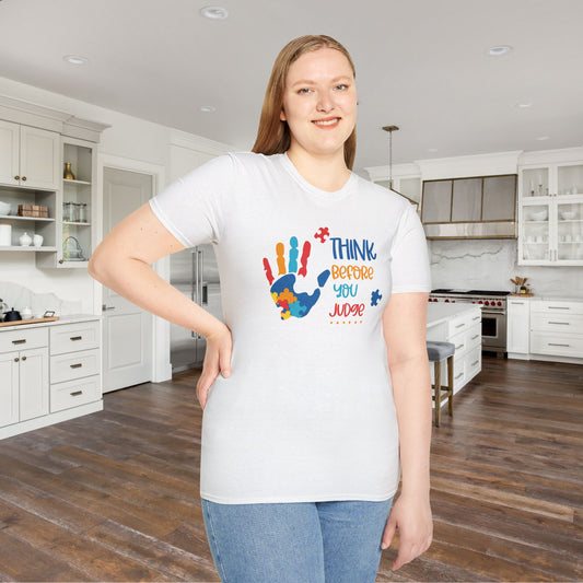 Think Before You Judge Autism Awarness Adult T-shirt