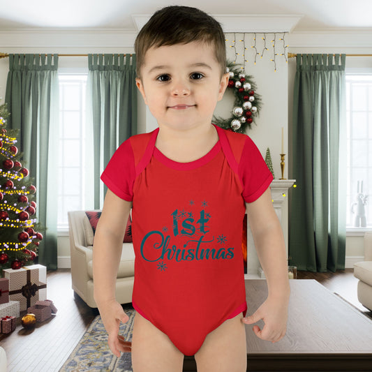 1st Christmas Infant Baby Rib Bodysuit