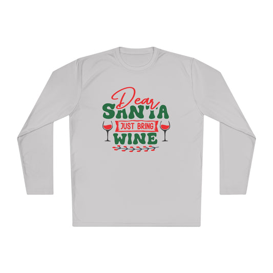 Dear Santa Just Bring Wine Adult Long Sleeve Tee
