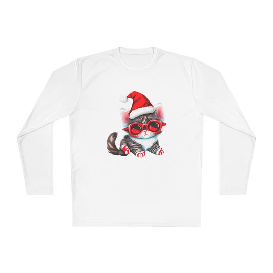 Santa Kitten Adult Long Sleeve Tee