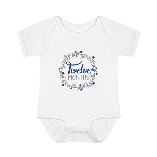 Blue Milestone Wreath Onesie-Twelve Months