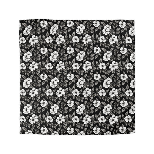 Black & White Daisies Microfiber Duvet Cover