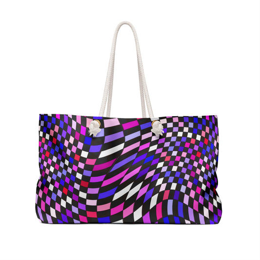 Warped Purple Checkered Weekender Bag