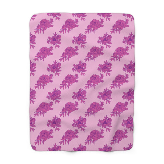 Bubblegum Bloom Peonies Fleece Blanket