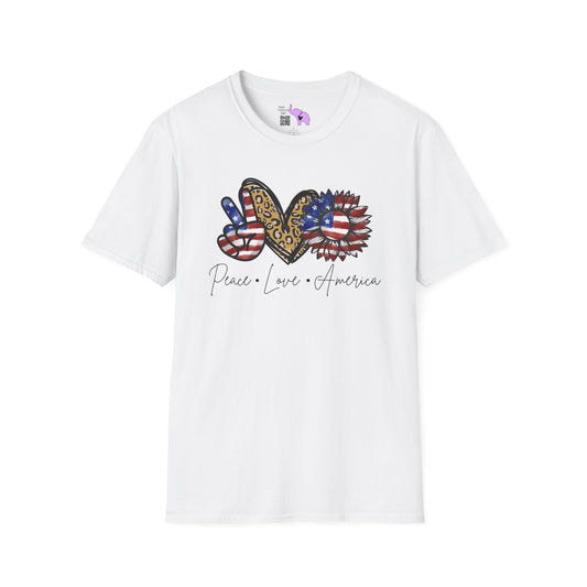 Peace Love America (Cheetah Print) Adult T-shirt