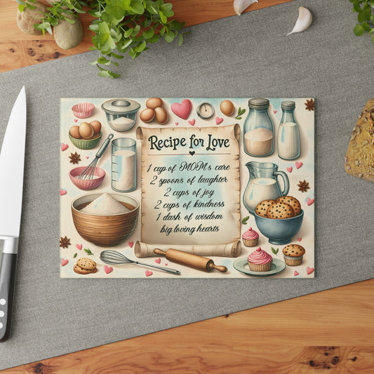 Recipe For Love 2 Glass Cutting Board