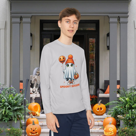 Spooky Season Ghost Trick-or-Treater Youth Long Sleeve Tee