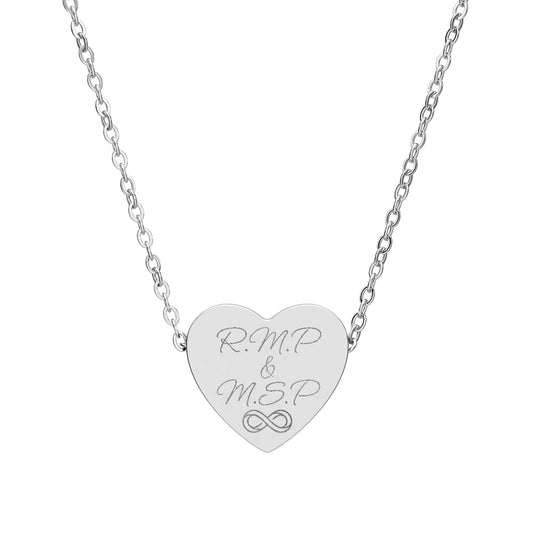 Initials (Eternity Symbol 2) Personalized Engraved Heart Necklace