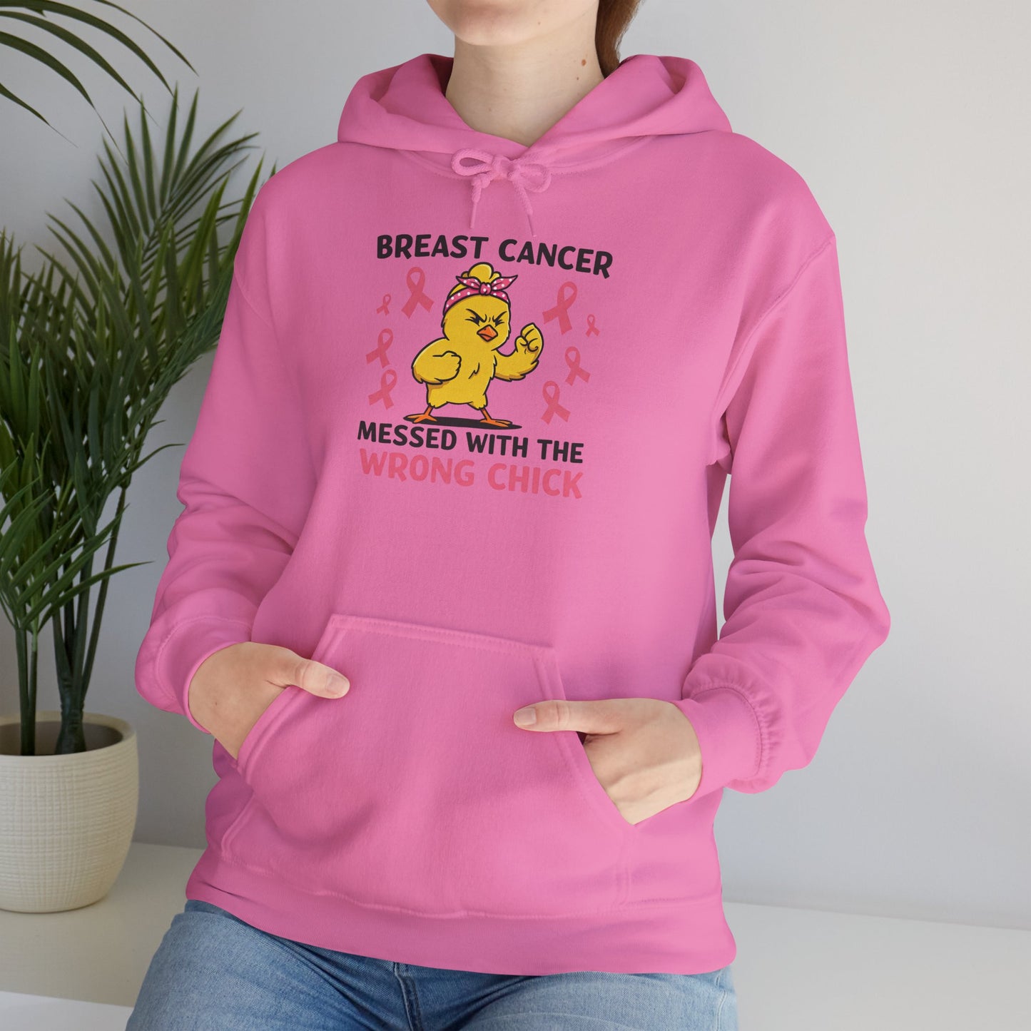 Breast Cancer Messed With The Wrong Chick Heavy Blend™ Hooded Sweatshirt