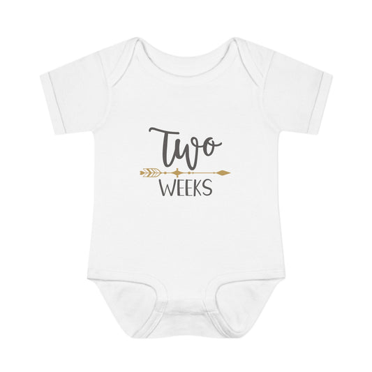 Golden Arrow Milestone Baby Bodysuit-Two Weeks