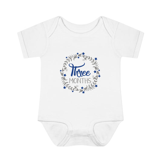 Blue Milestone Wreath Onesie-Three Months