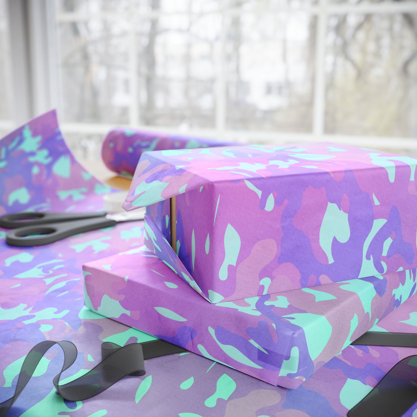 Lavender Mist Camo Wrapping Paper