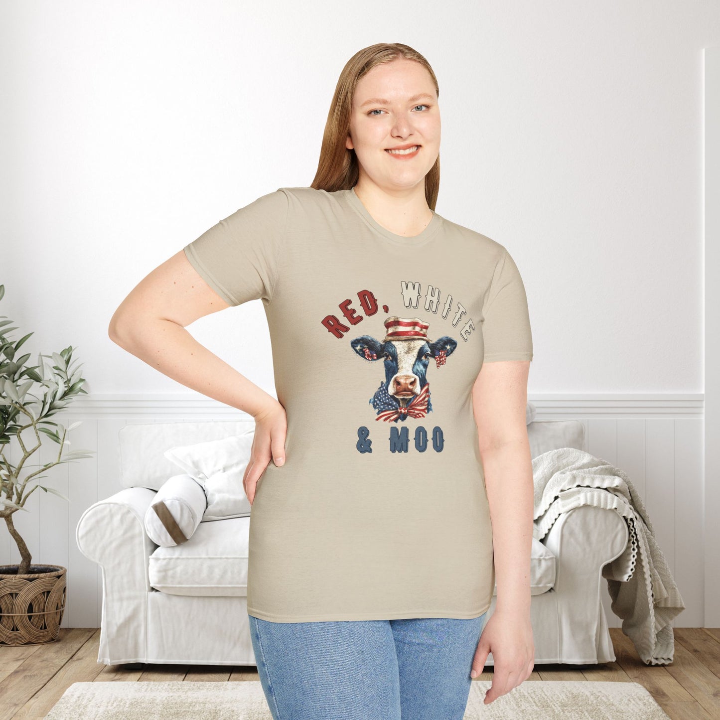 Red, White, & Moo Adult T-shirt