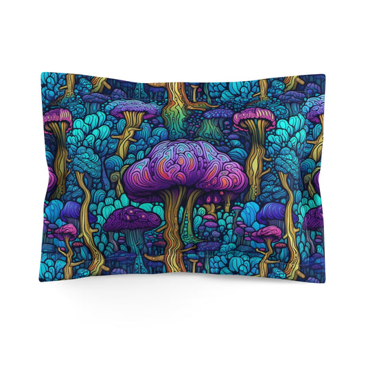 Trippy Purple Mushrooms Microfiber Pillow Sham