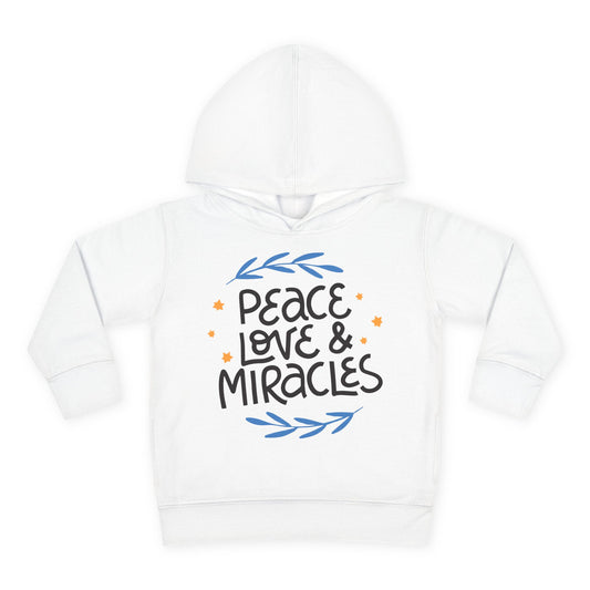 Hanukkah Peace Love & Miracles 2 Toddler Pullover Fleece Hoodie