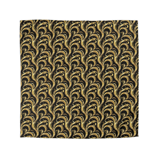 Black & Gold Luxe Swirl Microfiber Duvet Cover