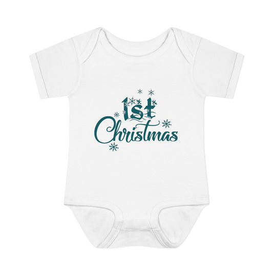 1st Christmas Infant Baby Rib Bodysuit