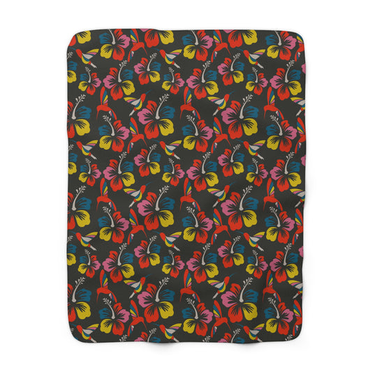 Humming Bloom Sherpa Fleece Blanket