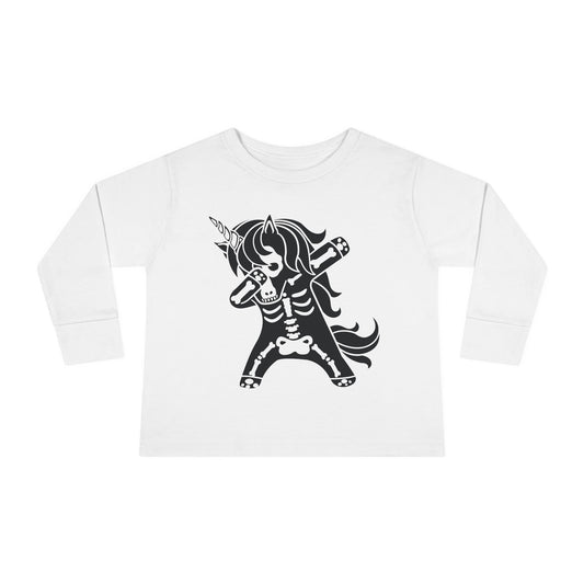 Dabbing Unicorn Skeleton Toddler Long Sleeve Tee