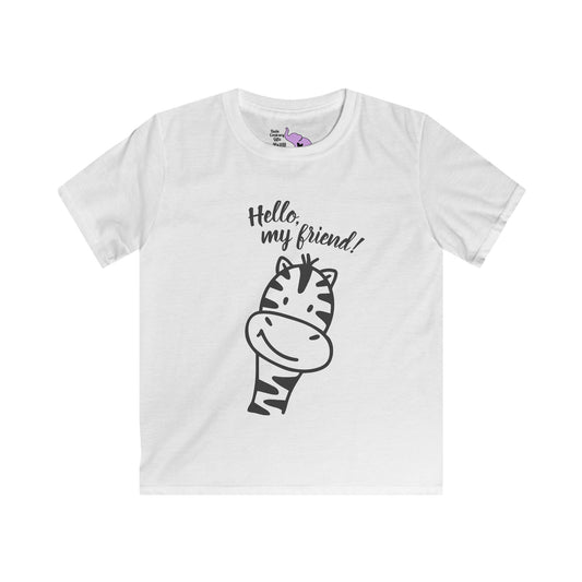 Hello My Friend (Giraffe) Kids Softstyle Tee