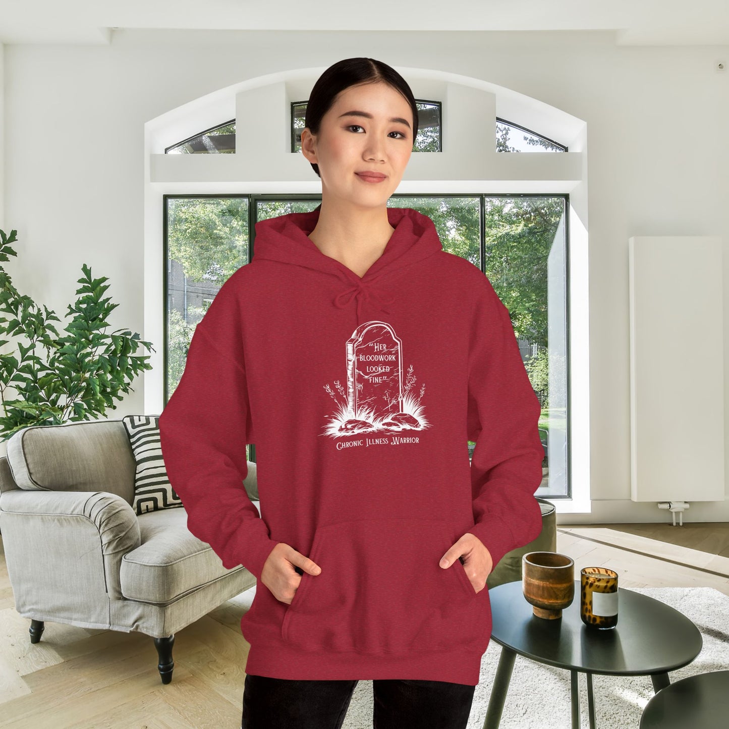 "Her Bloodwork Looked Fine" Headstone Heavy Blend™ Hooded Sweatshirt