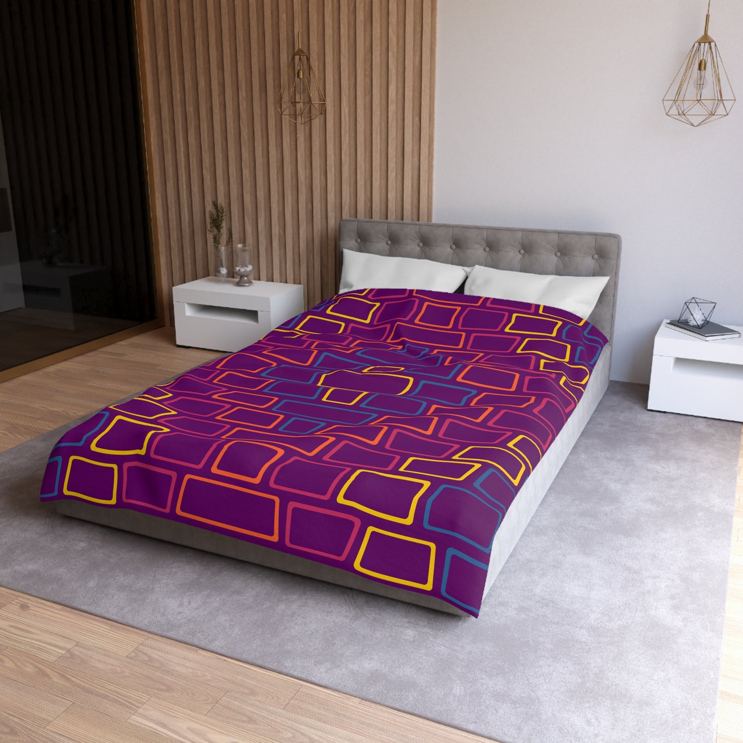 Purple Brick Wall Microfiber Duvet Cover