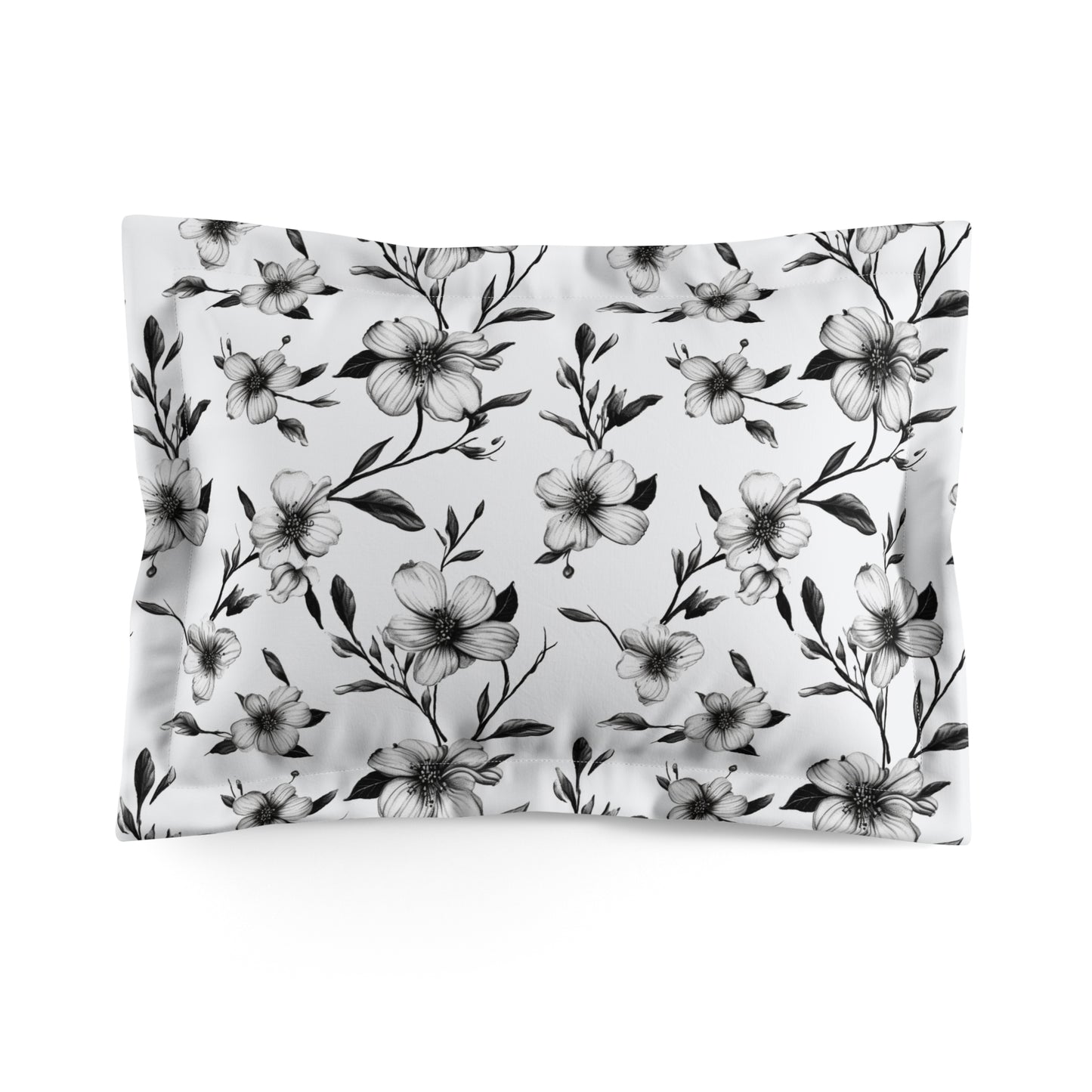 Black & White Five Petal Floral Basic Bedding Set