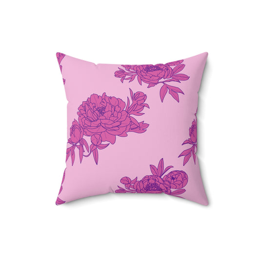 Bubblegum Bloom Peonies Throw Pillow