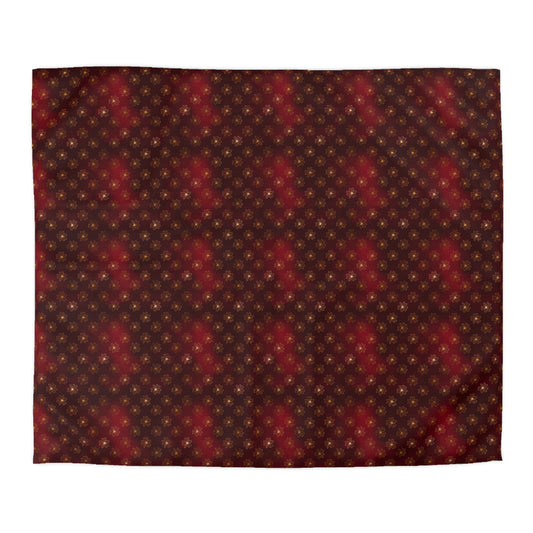 Crimson Gilded Daisies Microfiber Duvet Cover