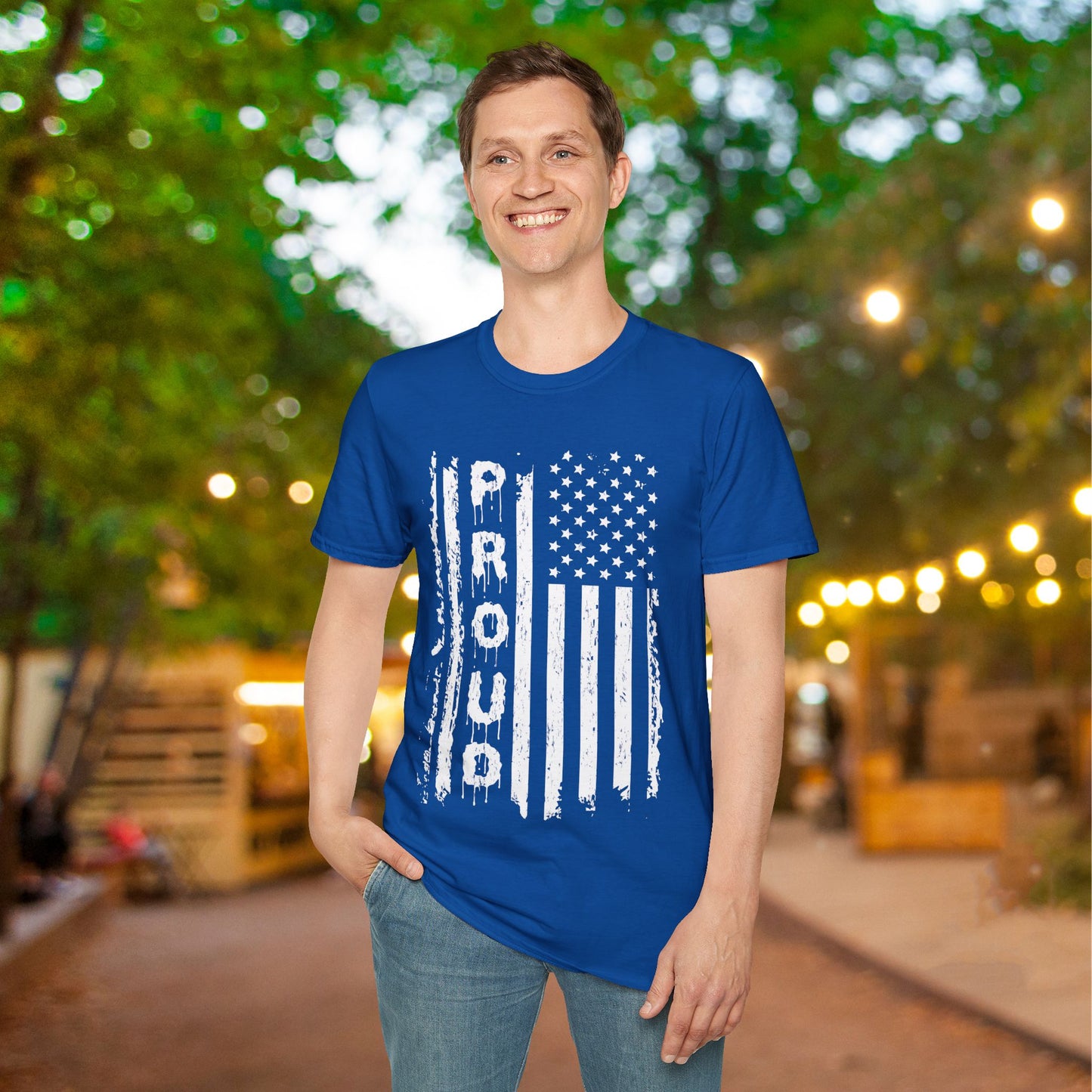 American Proud (Vertical Flag) Adult T-shirt