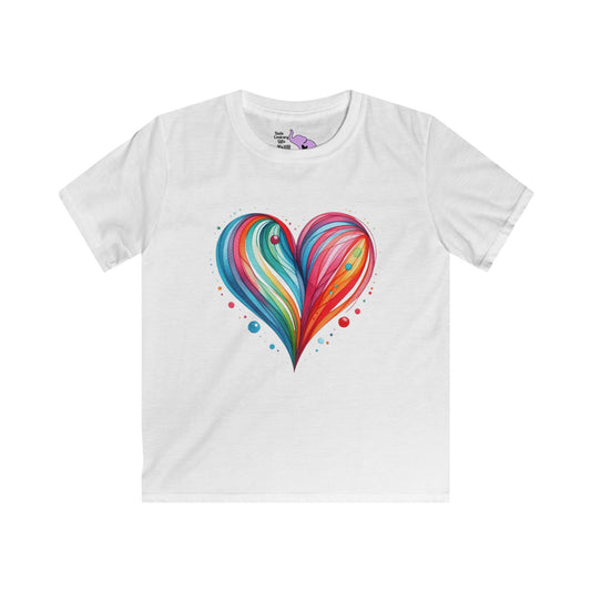 Blushing Rainbow Heart Youth Softstyle Tee